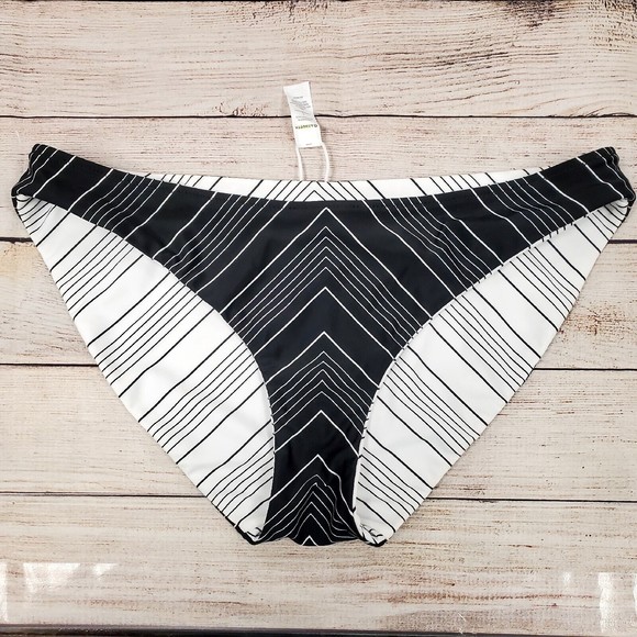 Athleta Chevron Reversible Bikini Bottom Black/White Women's Size Large - Picture 1 of 6